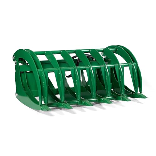Titan Attachments 72" Extreme Root Grapple Rake Attachment, Global Euro Connection, Heavy-Duty Rake Attachment, Twin 3,000 PSI Cylinders, Replaceable Forged Steel Teeth