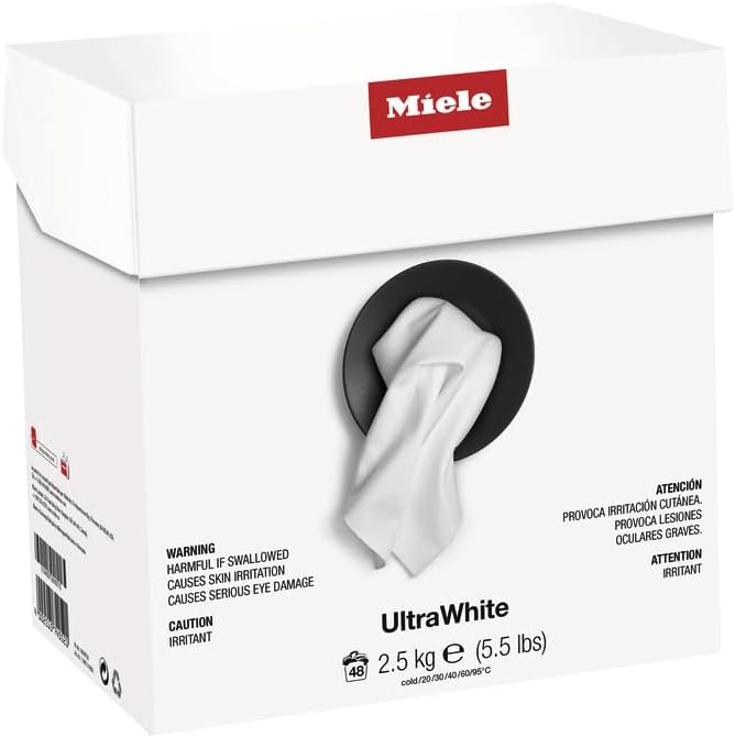 Miele Original UltraWhite Washing Machine Detergent Powder, Optimal Results on White and Colored Fabrics, Excellent Spot Removal, 5.5 lbs for Up to 48 Washes – 10459720