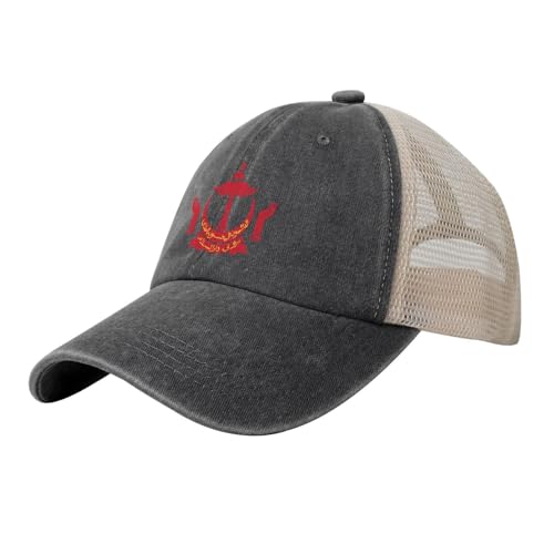 Casquette de baseball Rétro en maille respirante Culture Régionale Casquette de Trucker Réglable Armoiries Du Brunei Casquette de Baseball Homme et Femme pour Le Camping en Plein air Randonnée