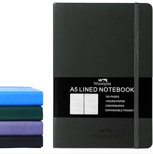 Wanrum Lined Notebook A5 - Hardback Notebook - 100 Gsm Thick Paper with 192 Pages | 8.3-5.5 Inches | Our A5 Journal Lined is Perfect for Notes keeping, Office, Home, School, Business & Writings