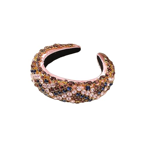 Fashion Hair Bands Baroque Full of Diamonds Hair Accessories Versatile Personality high Sense of Head Accessories (Color : Pink, Size : 4.5cm)