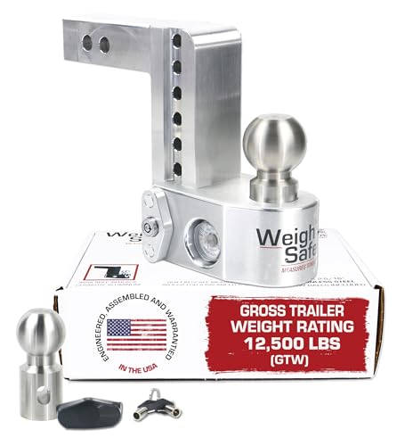Weigh Safe Aluminum Trailer Hitch, 2" Receiver, 6" Drop, 1-Piece Lock