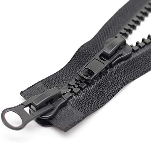 Meillia 66 cm #10 Zip Plastic 2 Way Separable Black Zip for Coat Jackets (2 Way)