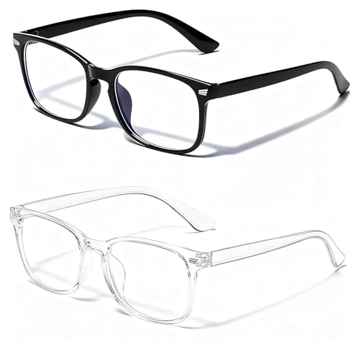 Xetpc 2 Pcs Blue Light Blocking Glasses Anti-Glare Computer Gaming Eyewear Blue Light Filter Glasses Clear Frame Lens Readers Sunglasses for Man Woman