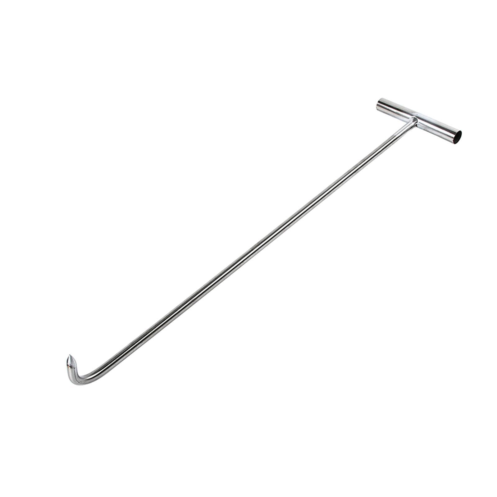 Qianly Manhole Hook Tool Versatile Lifter, Portable Steel Door Lifting Hook Sturdy T Shape Hook for Septic Tank Lids Sewer Lids, 38cm 10mm sharp