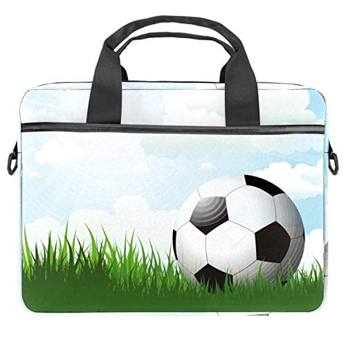 Sac ordinateur 13-14 pouces motif football : sacoche bandoulière rembourrée