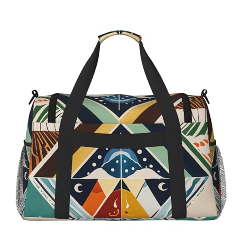 Four Elements Print Travel Duffel Bag for Men & Women, Foldable Travel Bags and Spacious Weekender Tote Bag for Storage Toiletry Luggage Personal Item2