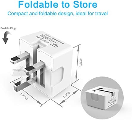 USB Plug Charger, USB Wall Chargers Mains Charger Adapter, Foldable Universal Phone Plug, UK 3 Pin USB Power Plug, 2.4A Output Compatible with iPhone, iPad, iPod Huawei Samsung Galaxy, Tablet
