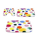 TheBlackSpot Colorful Cartoon Polka Dot Bathroom Rugs Bath Mat Sets 3 Piece Imitation Cashmere Imitation Cashmere Anti Slip Mats,U-Shaped Contour Shower Mat