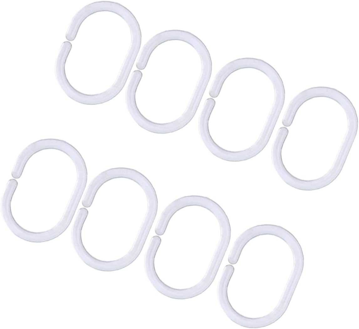 Cabilock 120pcs C-Shaped Shower Curtain Hooks Plastic Shower Curtain Rings Bath Drape Loop Clips Friction Smooth for Easy Installation