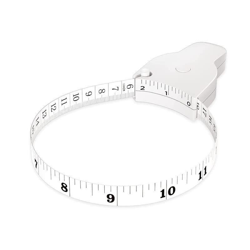 Brocade Enterprise Body Measuring Tape 60 Inch Weight Loss Retractable Measure Tape with Lock Pin and Push Button for Fitness, Tailor, Sewing White
