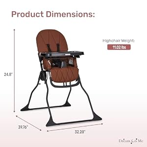 Dream On Me Snack and Stow Highchair | Adjustable Feeding Chair with Removable Tray, Lightweight, Foldable Design, Easy to Clean, Perfect for Toddlers & Infants — photo 3 of 6