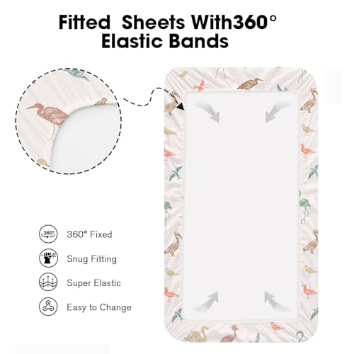 Image of Bimocosy Pack and Play Sheets Fitted 4 Pack, 38 x 26 Inch Pack n Play Mini Crib Sheets for Boys and Girls, Soft Stretchy Playard Mattress Sheets for Graco Pack n Play, Forest Friends