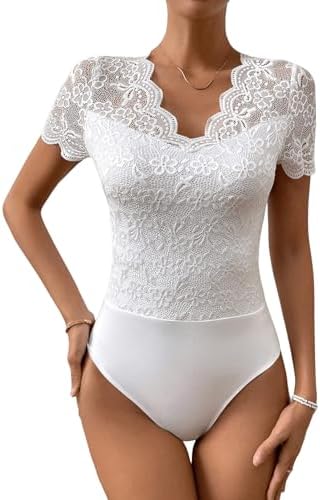 Body Transparent Body Dentelle Transparent Femme - Manches Longues & Col V | Soirée & Fête Body Sexy Soirée