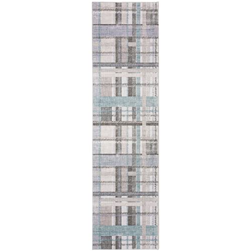 Decomall Nele Washable Runner Rug, Modern Plaid Non-Slip Long Rug For Hallway Kitchen, Multi 2’6”X9’ #TOP1
