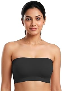 Fashiol Women’s Strapless Tube Bra, Seamless Padded Bandeau Bra with Back Hook Closure, Anti-Slip Stretchable Innerwear fo... Price In India