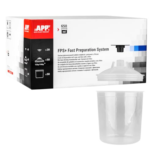 Gobelet jetable pistolet à peinture APP FPS+ 650 ml avec filtre 190 µm kit de 50 pièces