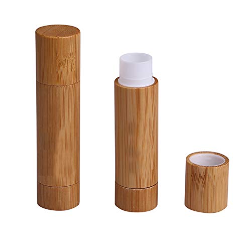2PCS 5g Empty DIY Bamboo Lipstick Tubes Lip Balm Lip Gloss Tube Holder Containers with Lids