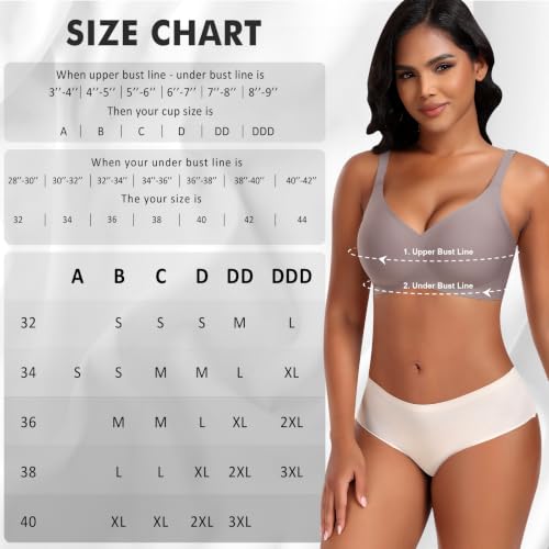 Image of Ganado Seamless Wireless Bras for Women No Underwire Bras Supportive Bralette Padded Comfort T Shirt Bra