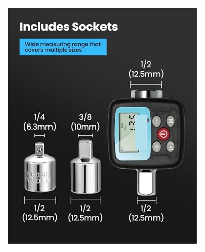 POAHNCU Digital Display Torque Meter, Digital Torque Wrench 1/2'' Electronic Torque Adapter Wrench for Bike Car Repair Hand Tool Set,Bicycle Car Repairing Tool(GN340) - Image 6