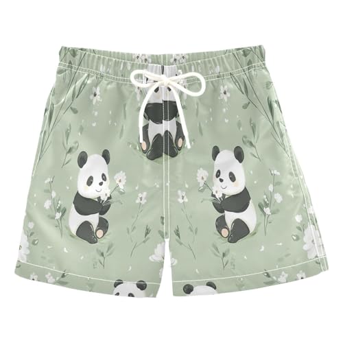 Jucciaco Boys Swim Trunk Quick Dry Beach Board Shorts Panda Bear Cute Daisy Swimwear for Kids Multicolor