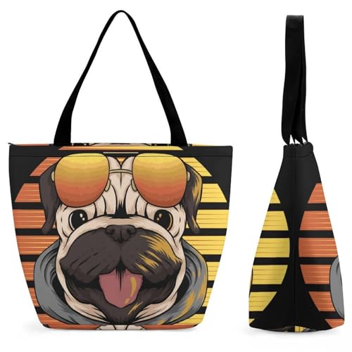 Sac à main pour femme carlin à lunettes aux finitions soignées