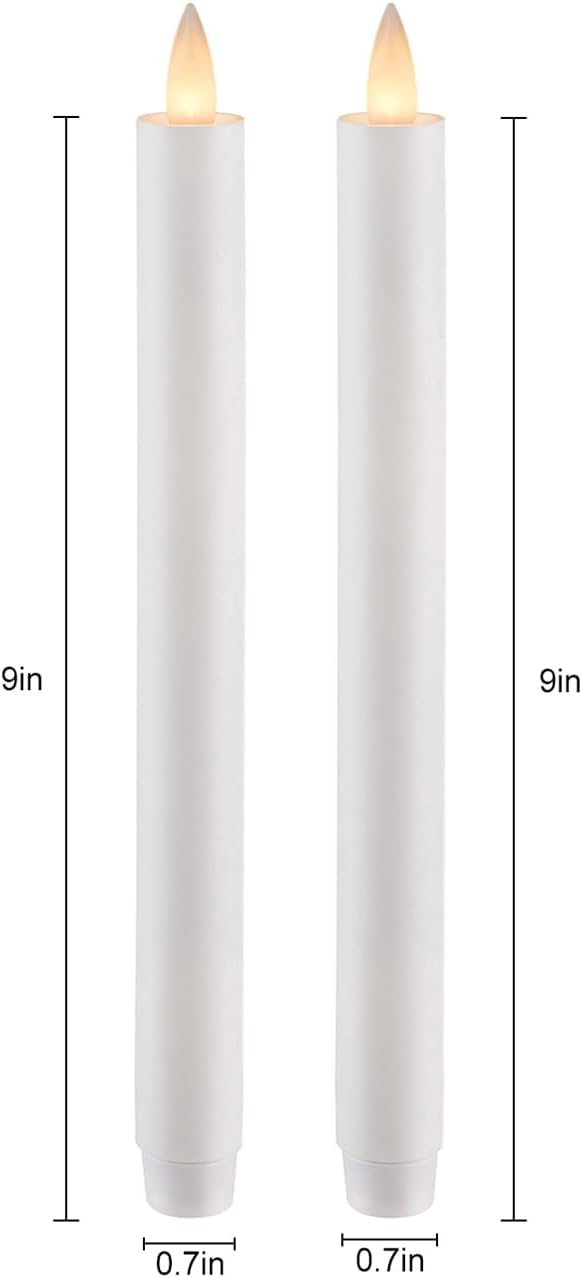 Black and Gold Candle Holder Set with 3D Moving Flame White Taper Candles, Remote Control Timer, Safe Flameless Design for Home, Dining, and Festive Decor