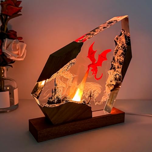 Fire Dragon Resin Lamp, 3D Resin Night Light for Home Office Hotel Decor by posnar - Used condition - Image 4