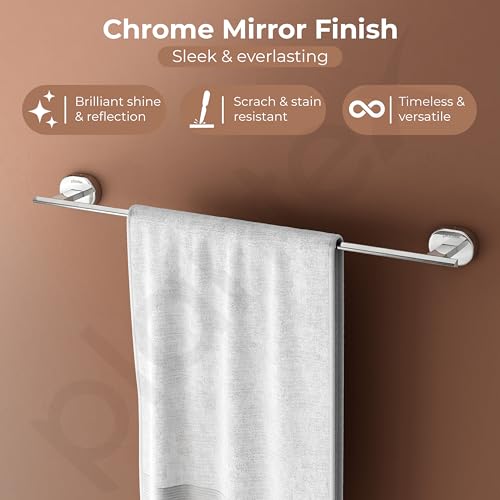 Image of Plantex J4 Stainless Steel Towel Holder in Bathroom /Cloth Hanger for Bathroom /24 Inch Towel Rod /Bathroom Accessories (Chrome Finish) Onix