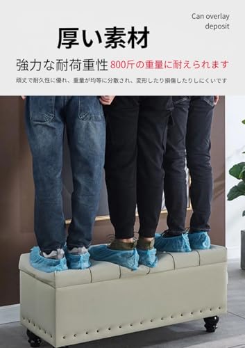 Gixuzol豪華な収納スツール 玄関 ベンチ 座面が座布団にもなる オットマン 収納ボックス おもちゃ箱 収納ケース ストレージチェア 足置き 座れる 収納スツール オットマン リビング/玄関/寝室に適用多機能フットスツール (ダークグレー,80*40*45cm) [3]