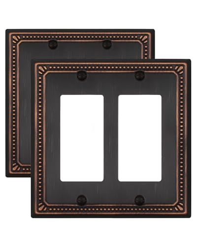 ZILLSEA Switch Plates Outlet Covers, 2-Pack Aged Bronze Metal Wall Plates