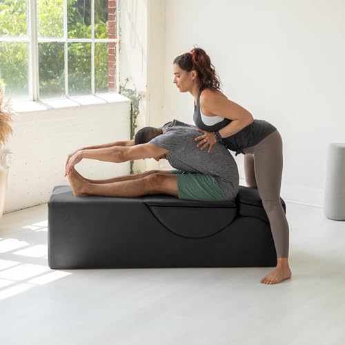 Image of Avana Kami Convertible Chaise /Bed Bench for Yoga & Massage - 2-in-1 End of Bed Ottoman with Concealed Fold Out Yoga Lounge Chair, 22 inch Wide, Microvelvet Bone Ivory