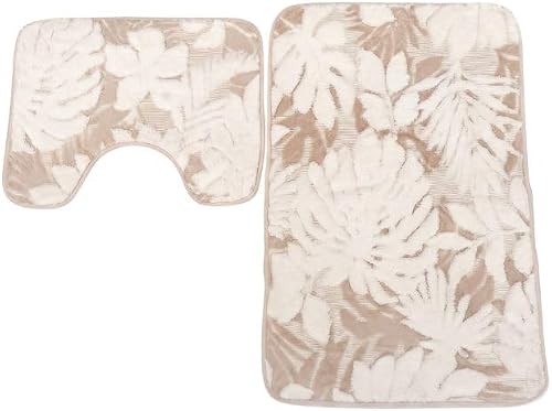 SMTE 2-Piece Bathroom Mat Set with Non-Slip Backing, Durable Absorbent Bath Rugs for Bathroom Floor