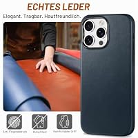 SHIELDON Lederhülle für iPhone 15 Pro Max 6,7" 5G 2023, Marineblau – Ansicht 3
