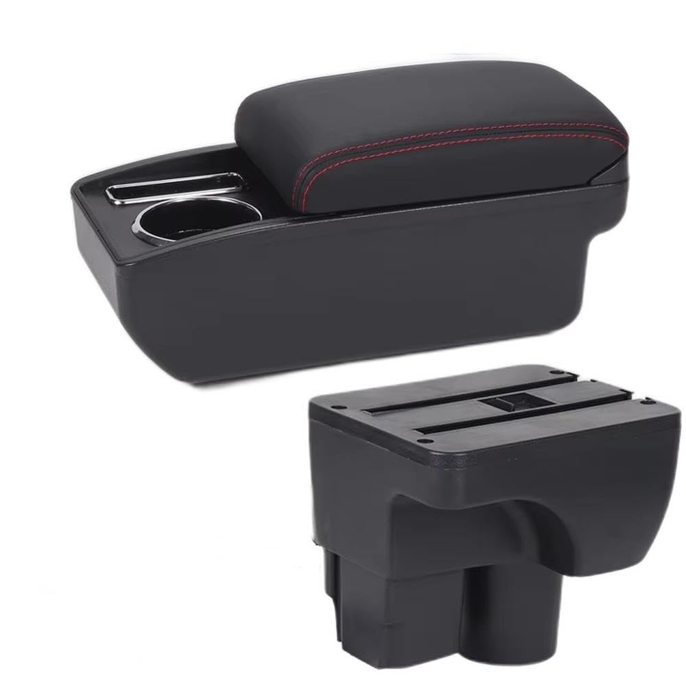 FSOZDBBPL For Chevrolet Sail 3 For Aveo 3 Car Armrest Box Retrofit Parts Center Console Storage Box Interior Parts(C1 Black red NO USB)