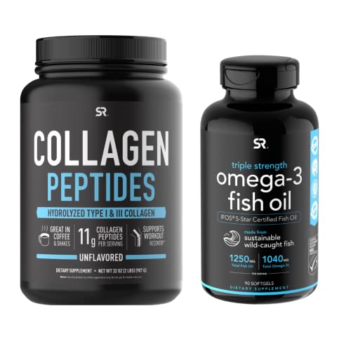 Sports Research Collagen Peptides (32oz) & Omega-3 Fish Oil (90ct) Bundle
