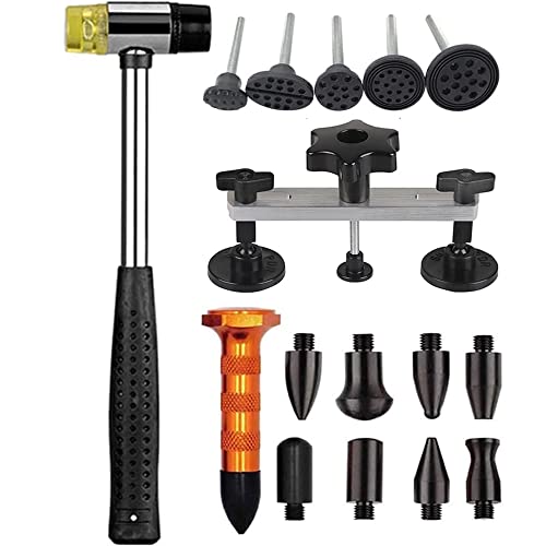 Tealight Kit Débosselage sans Peinture, Outils Paintless de Réparation Carrosserie, marteau en caoutchouc et extracteur de pont, Réparation de Dent pour Voiture, Moto Corps