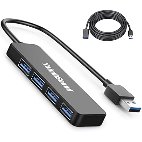 YaimhSound 3-Port USB Hub and YaimhSound 80 cm 4-Ports USB Splitter with Detachable Extension Cable Cover