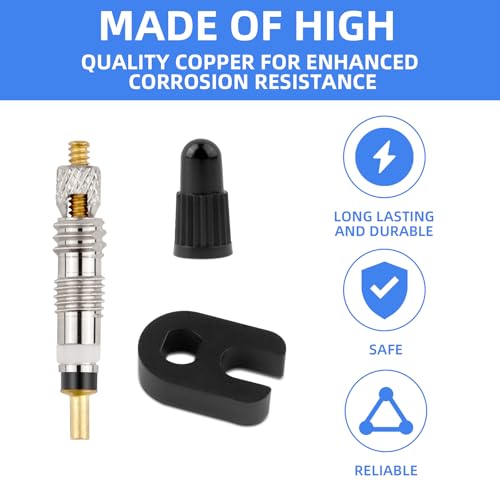 Image of 22 PCS Presta Valve Core Kit, 10 PCS Valve Core for Presta & 10 PCS Presta Valve Adapter Presta Valve Caps with 2 Plastic & Alloy Valve Core Remover Dismantle Removal Tools