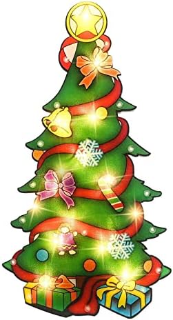 ALLADINBOX 17 Inch Lighted Christmas Tree Window Silhouette Christmas Decorations Build-in 12 LED - Wall Hanging/Table Mantel Light Up Holiday Ornament Indoor/Outdoor (2AA not Included)