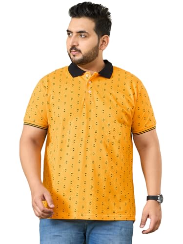 Polo imprimé jaune homme grande taille coupe longue respirante