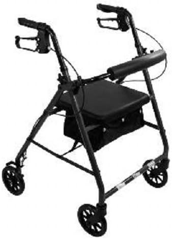 Premium Steel Rollator Rolling Walker with Medical Curved Back Soft Seat Light Weight (Blue)