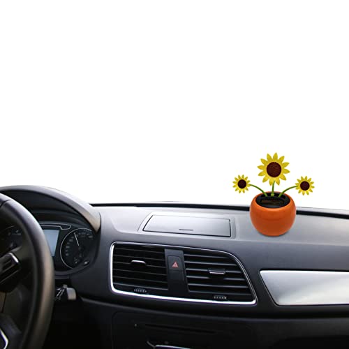 Vesone Flor Solar Bailando Feliz,Juguete para Coche con energía Solar Flores danzantes - Juguete portátil para Coche con Cabeza móvil, decoración salpicadero con energía Solar