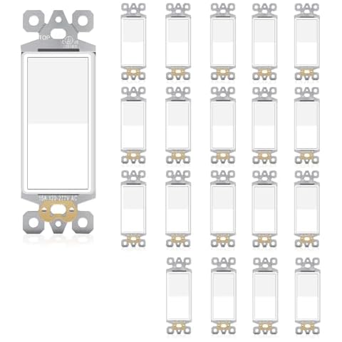 15A 10pcs Single Pole Decorator Wall Light Switch Bundle with 10pcs 3 Way Decorator Paddle Rocker Light Switch Cover