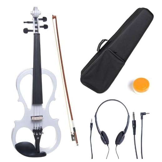 Cecilio 4/4 CEVN-1W Solid Wood Electric/Silent Violin with Ebony Fittings in Style 1 - Full Size - Pearl White