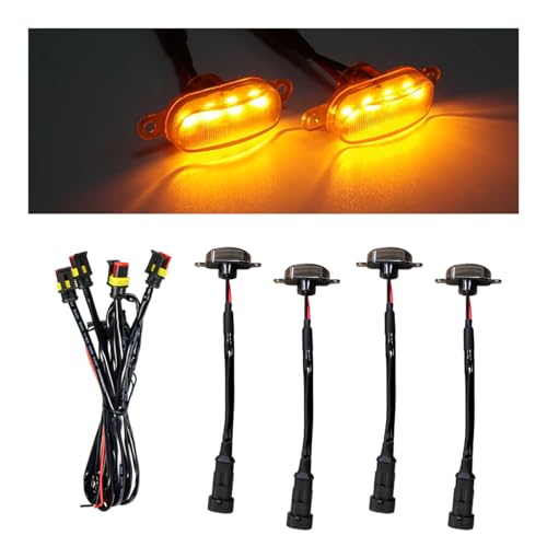 KVAEY 5PCS Car LED Grille Lights, Waterproof Bumper Trim Lamp Front Grill Light with Wiring Harness, LED Running Light Exterior Lamps Compatible with F150 F250 F350 (Black & Yellow, 4PCS)