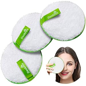 Reusable Makeup Remover Pads, Facial Make Up Removal Wipes, Washable Face Cleaning Cloths, Hypoallergenic for Mascara, Eye Shadow, Lipstick, Foundation -3 pcs, 4.5″ Dia