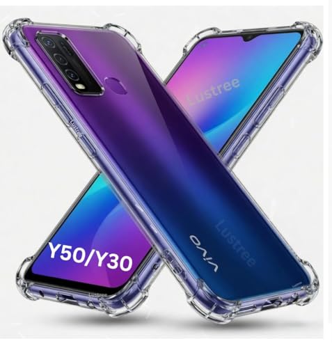 Image of Lustree Compatible with vivo Y50 Back Cover| Clear + TPU Case with 4 Corner Air Cushion Protection & Camera Protection | Slim& Stylus Cover for vivo Y50