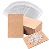 Tarjetas de exhibición de aretes con 100 tarjetas de soporte para aretes, 200 piezas de parte trasera de aretes y 100 embalajes de joyería para aretes, collares, bolsas de joyería de 3.5 x 2.4