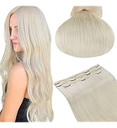 RUNATURE Blond Clip in Extensions Echthaar Remy Clip in Echthaar Extensions Weiße Blondine Clip i...